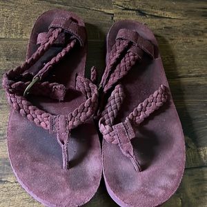 Dark red, Burgundy Teva braided strappy sandals